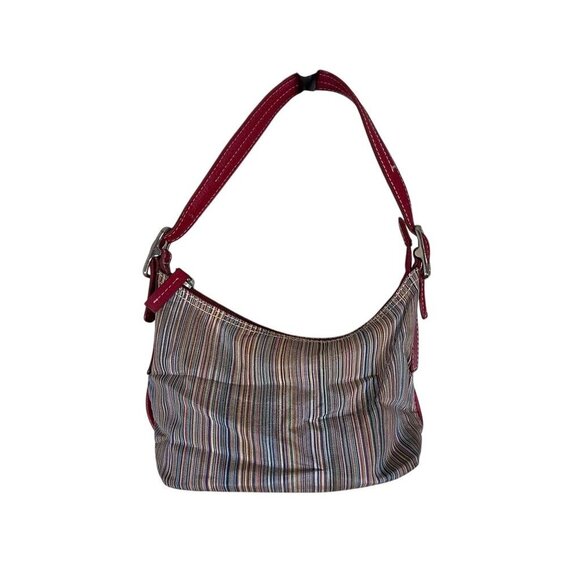 Liz Claiborne Striped Y2K Bag Colorful Leather Boho Hippie Western Retro 80s - Picture 1 of 13
